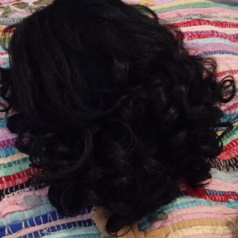 Short hair bouncy curls lace front wig